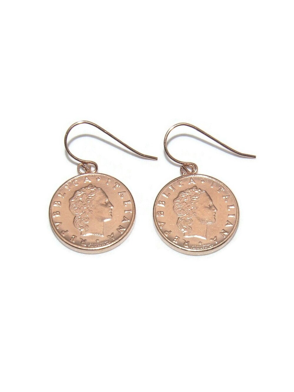 1995 VTG Milor 14K Gold Plated L.50 Italian Coin Earrings, 14KT Milor Italy Mark